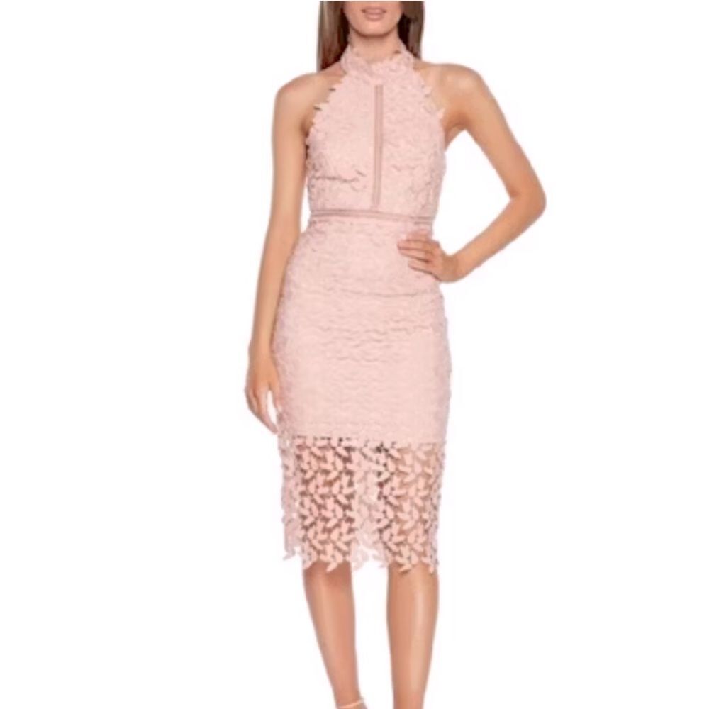Bardot Gemma Pale Pink Lace Midi Dress